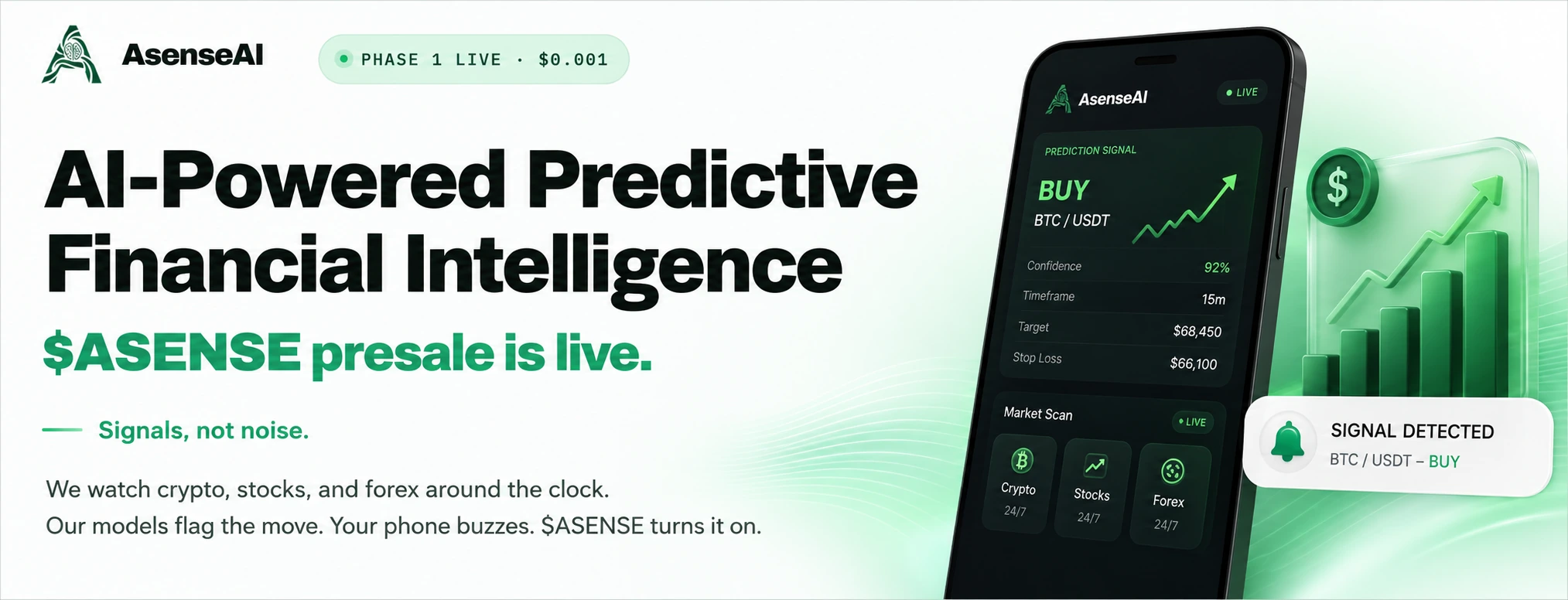 AsenseAI — AI-powered predictive financial intelligence. $ASENSE presale is live.